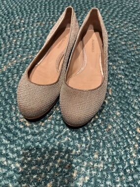 Jil Sander Silver Knit Round-Toe Ballet Flats
